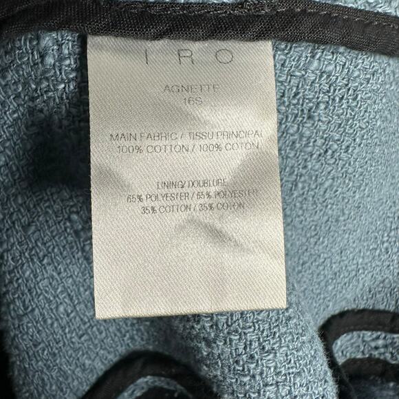 IRO Agnette Blue Tweed Distressed Snap Front Jacket Women's Size 38 US M Moto - Picture 10 of 11